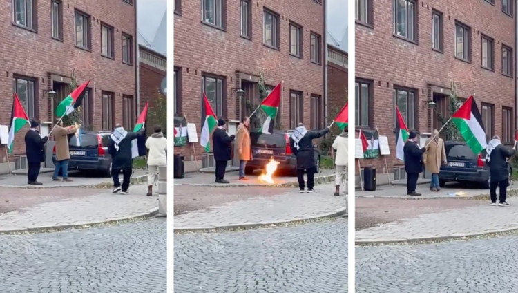 Демонстранты сожгли флаг Израиля возле синагоги в Мальмё