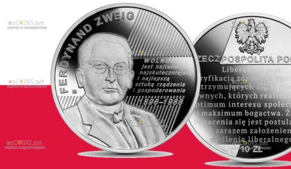 Польша выпускает монету 10 злотых в честь экономиста Фердинанда Цвейга