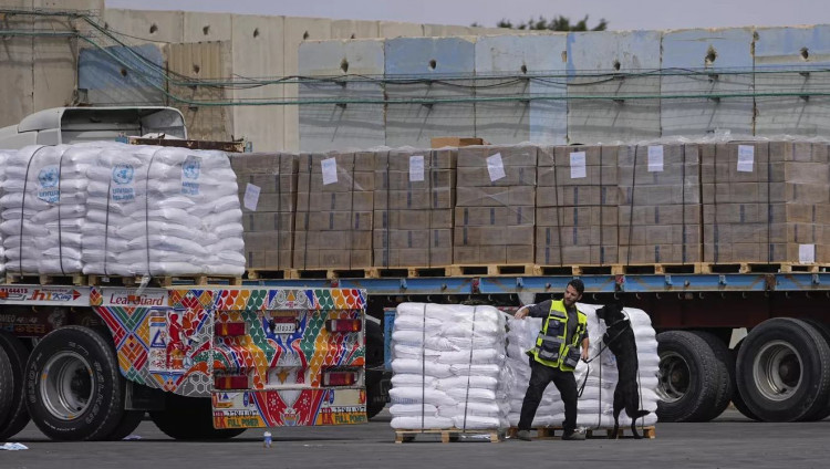 Грузовики с гуманитарной помощью начали въезжать в Газу через КПП «Керем-Шалом»