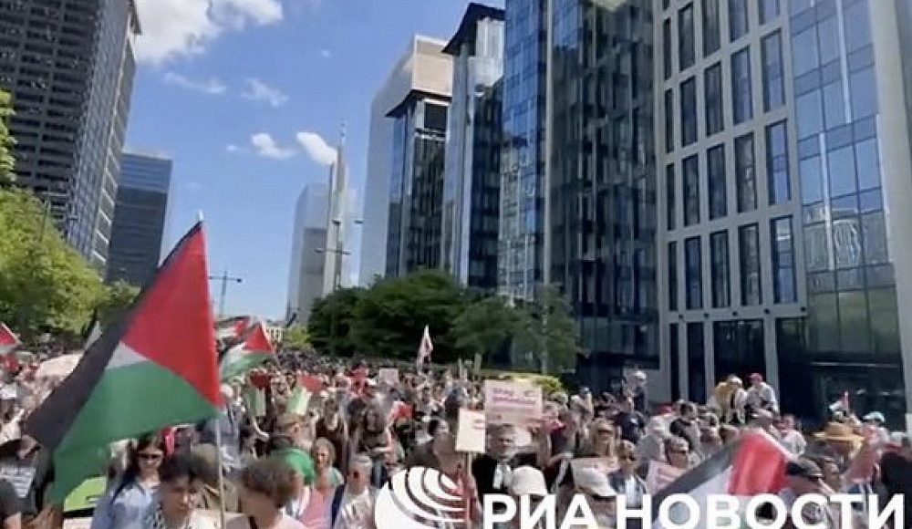 В Брюсселе более 20 тысяч человек вышли на протест против поставок оружия Израилю