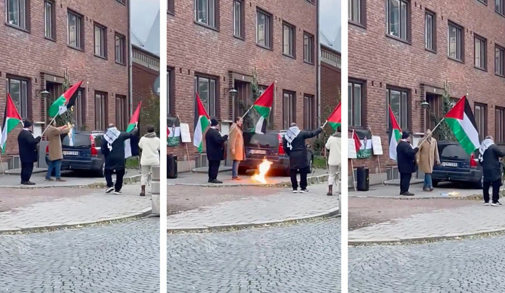 Демонстранты сожгли флаг Израиля возле синагоги в Мальмё
